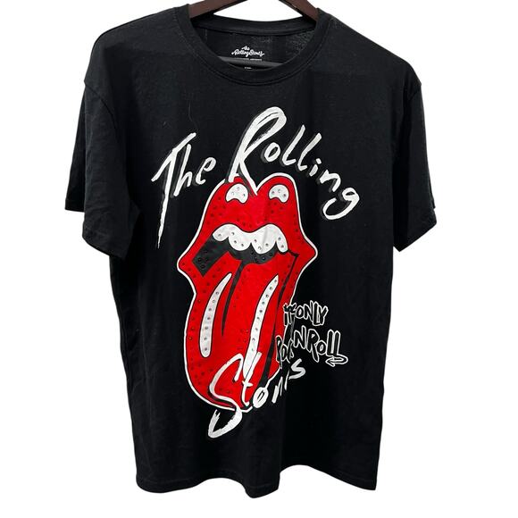 THE ROLLING STONES black Womans lips tee bling band tee NWOT Sz XL - Picture 1 of 5